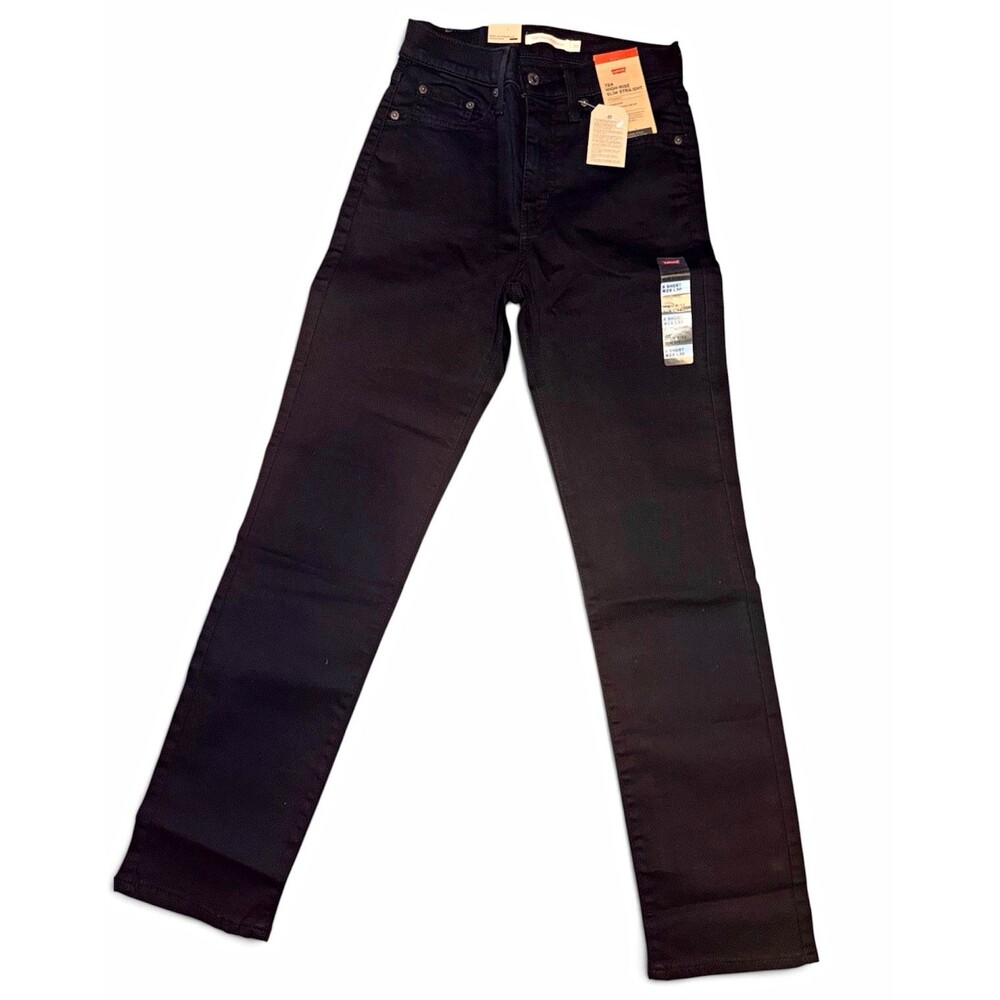 Levi's Men's Black Dark Wash Straight Slim Fit Cotton Denim Jeans 5-Pocket